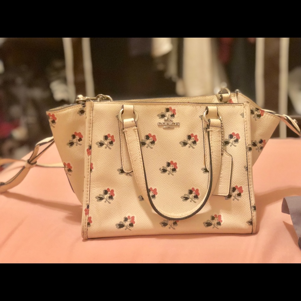 Coach New York flower handbag pink and white
